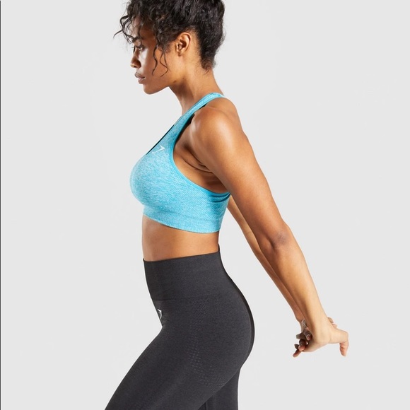 Gymshark Vital Seamless Sports Bra - S - Blue Marl - Picture 3 of 4